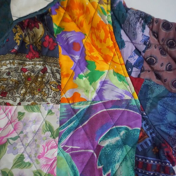 Vintage Multicolor Floral Patchwork Quilted Button Front Jacket Shacket M - Picture 11 of 11